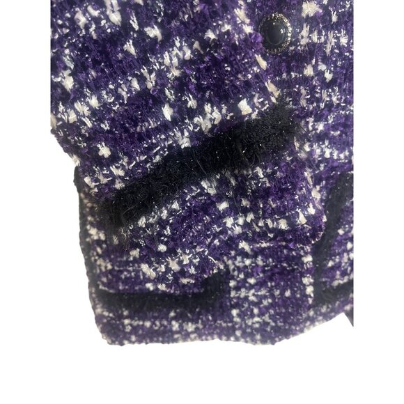 St. John collection Boucle Knit Jacket Wool Blend Black and Purple Colors Size16 - Picture 5 of 11